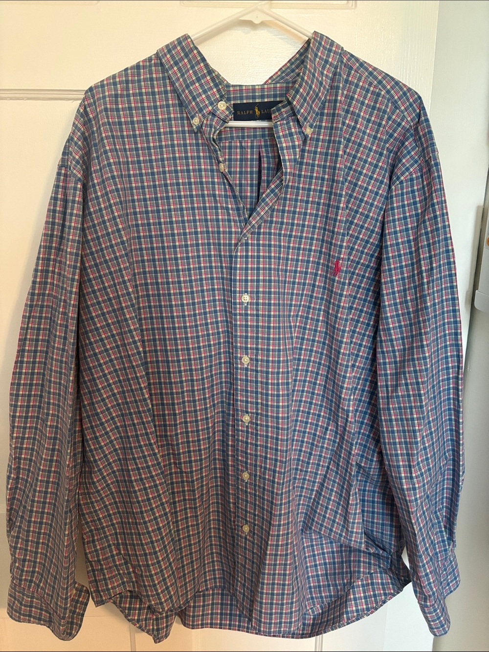 Ralph Lauren Men's Blue & Pink Check Button-Down Shirt